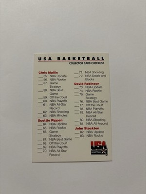 1992 Skybox USA Basketball Card #100 Checklist 55-110