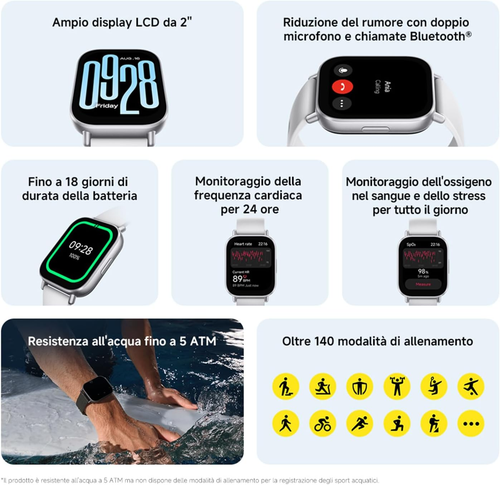Redmi Watch 5 Active, Smartwatch Con Display LCD 2", Chiamate Bluetooth, Autonom - Foto 11 di 11
