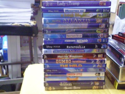 (18) Disney Animated DVD Lot: Wall-E (2) Bambi Monsters, Inc.  Atlantis  Valiant