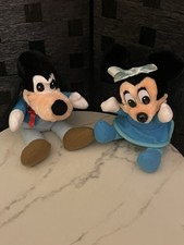 Vintage Disney Minnie Mouse  Goofy Plush Doll Set Blue Mickey Friends 1980  s