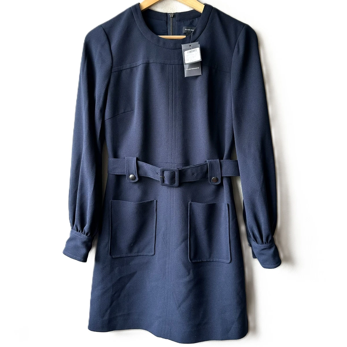 designer long sleeve mini dress Avec Les Filles Button Front Dress - Blue Stripe