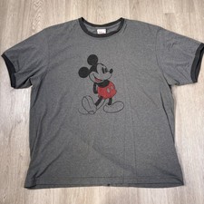 Disney Store Mickey Mouse Ringer T-Shirt Gray Mens XXL Made in USA Vintage Style