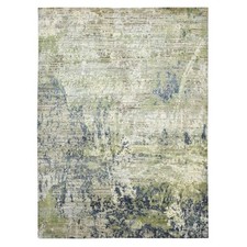 8'9" x 12' Green Modern Abstract Design Silk with Wool Hand Knotted Rug R75679