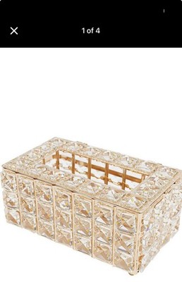 Gold & Clear Geometric Mirrored Glass Metal Decorative Box with Lid, Rectangle
