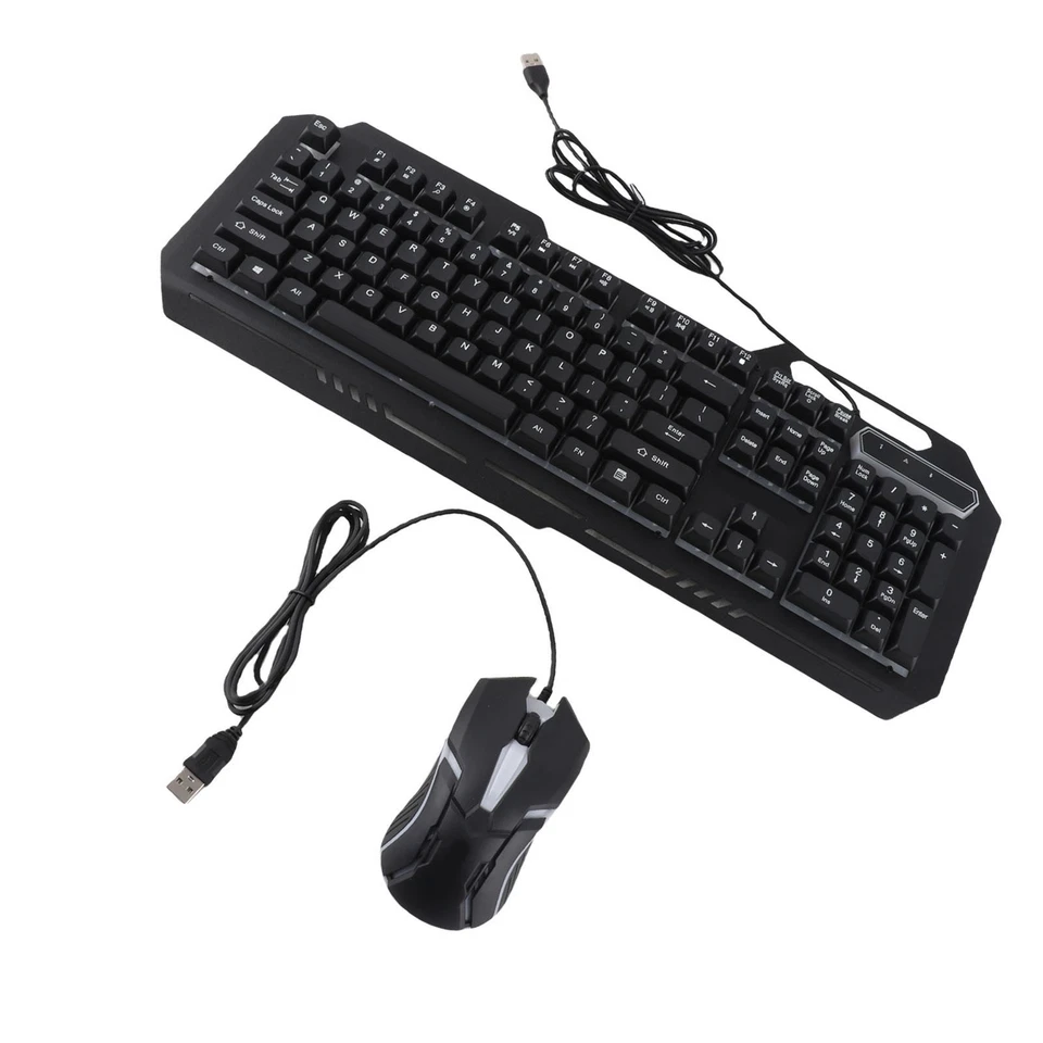 Wired Keyboard Mouse Combo 1200DPI RGB Light Ergonomic 104 Keys Aluminum Alloy - Image 2 of 4