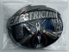 Electrician Belt Buckle Enameled Pewter Color Tools New