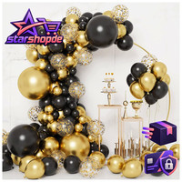 Luftballon Girlande Schwarz Gold 112 StüCk Deko FüR Party Feier Hochzeit