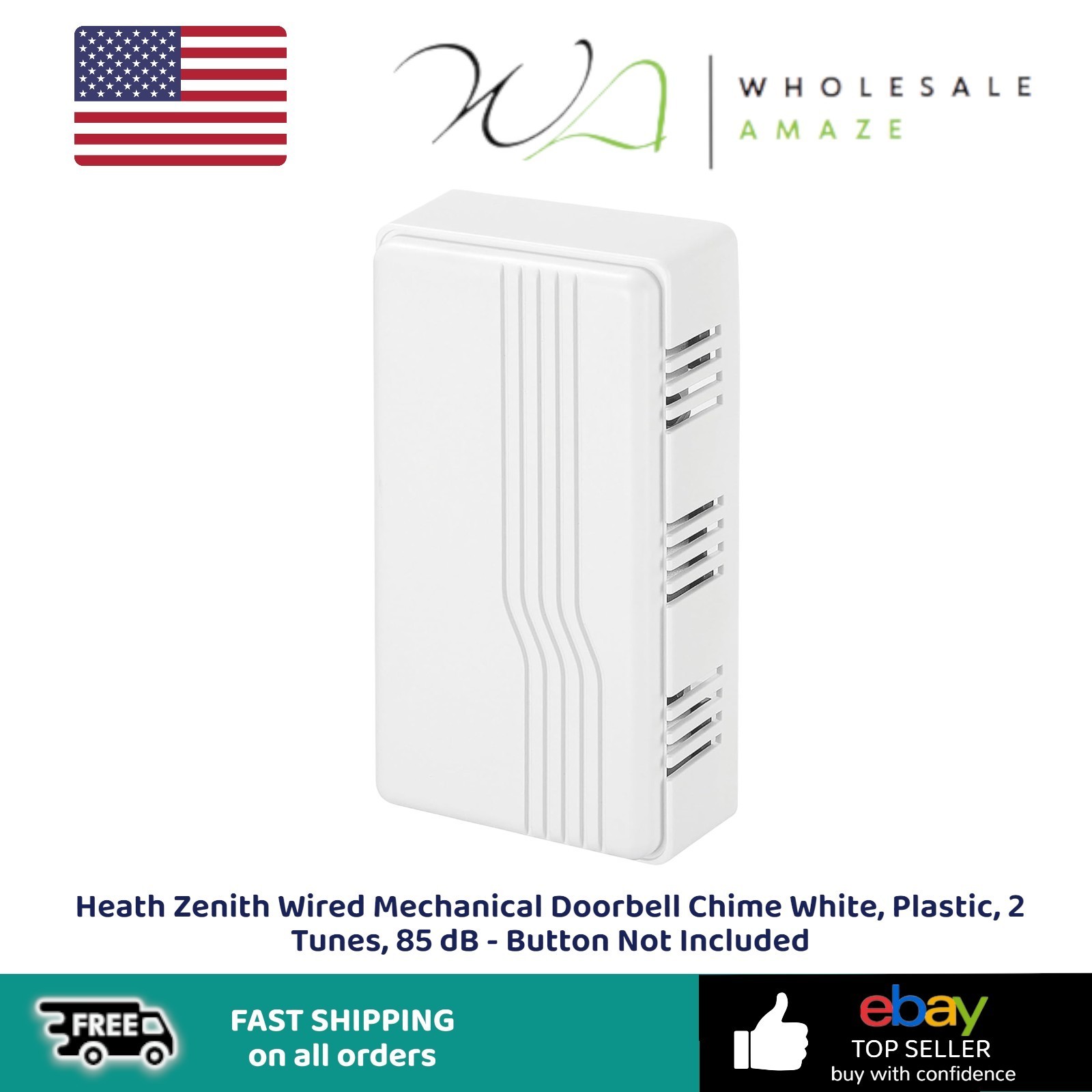 Heath Zenith Wired Mechanical Doorbell Chime White Plastic 2 Tunes 85 dB