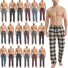 M&S Mens Pyjama Bottoms Cotton Woven Casual Cotton Check Trousers 