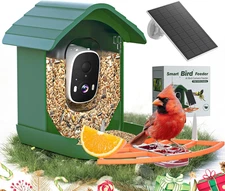 Smart Bird Feeder with Camera Solar Powered for Outdoors IP66 Waterproof FHD AI 