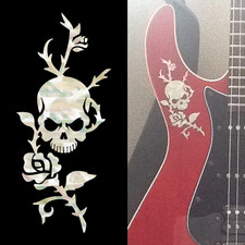 White Pearl Skull Head Flower Guitar and Bass Inlay Sticker Decal