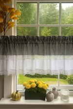 Scheibengardinen Landhaus Weiß Schwarz Karo Farbauswahl Rot Beige Grün Grau….