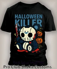 Spooky Baby Jason Holloween Killer Pumpkin Patch Graphic Tee Shirt Big Tall