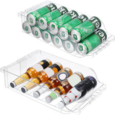 2 Pack Clear Width Adjustable Soda Can Organizer for Refrigerator Expandable Sod