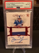 2019 Panini Flawless Collegiate Daniel Jones RPA Ruby /20 PSA 8 Rookie Patch Aut