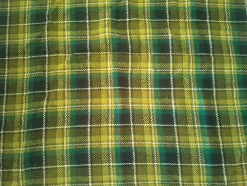 Vintage Retro Pure Wool Green Tweed Tartan Check Material Fabric - Picture 5 of 6