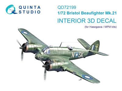 1/72 Quinta 3D Interior Decal #72199 Beaufighter Mk.21 For HAS