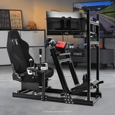 Marada 4080aluminum Racing Simulator Cockpit With Triple Monitorstandblack Seat