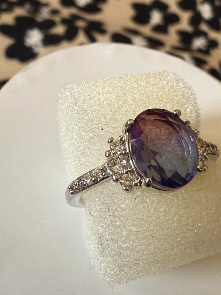 BP Cotton Candy Tourmaline And Rhodium plated Ring Size 7 - Image 2 of 3