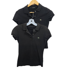 Lacoste Women's Slim Fit Polo shirt black signature green crocodile Logo Set XS