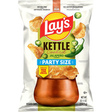 Lay s Jalapeno Kettle Cooked Potato Chips Party Size Bag, 12.5 oz