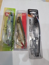 Lot of 3- Bomber Crankbait Creek Chub Heddon Topwater Striped Bass Lures 