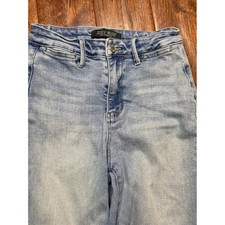 Judy Blue High Waisted Wide Leg Raw Hem Light Wash Denim Jeans Womens 3/26