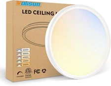 VOLISUN 7in 15W LED Flush Mount Ceiling Light Dimmable 5CCT 3000-6500K White