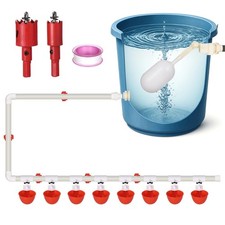 Automatic Chicken Waterer System - Complete PVC Pipelines Set with 8 Deep Dri...