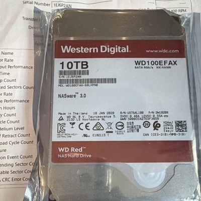 Western Digital WD Red 10TB NAS Hard Drive 5400RPM 3.5” SATA
