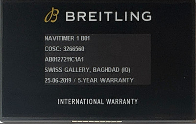 Breitling Navitimer 1 B01 AB0127211C1A1 Authentic Watch Certificate Warranty
