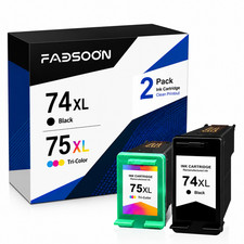 FADSOON 74XL 75XL Ink for Photosmart C4280 C4480 C5250 Officejet J6480 1 Bk 1C