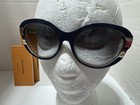 LOUIS VUITTON Soupcon Blue Frame Cat Eye Silvertone Logo Arms Sunglasses Z0592W — photo 2