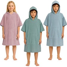 Badeponcho Kinder Leicht Frottee Mädchen Jungen Poncho Strandponcho Baumwolle