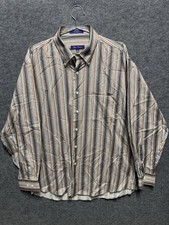 Alan Flusser Men  s XL Dress Shirt Multicolor Striped 100 Cotton Long Sleeve
