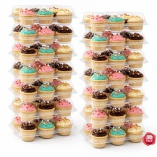6 Count Cupcake Containers with Lids, 30 Pack Stackable cupcake holders Clear...