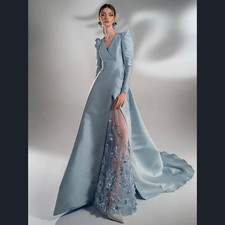 Luxury Wedding Dresses High Slit 3D Floral Applique Brides Gown Vestido De Novia
