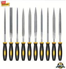 5/10 pcs Needle File Set – High-Carbon Steel Precision Files w/ Non-Slip Handles