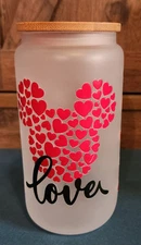 16 oz Glass Cup With Bamboo Lid and Straw Mickey Mouse Lover