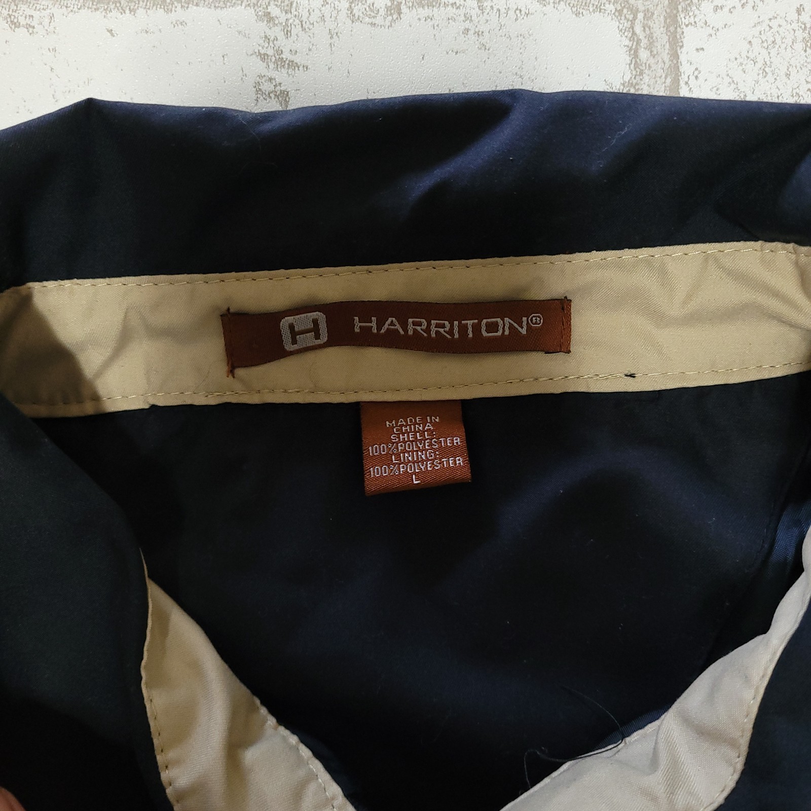 Harriton Navy Blue Microfiber Club Jacket Mens L Hyandai Logo Collared Full Zip