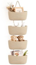 Dahey Over The Door Hanging Basket 4-Tier Woven Boho Wall 4-Tier, Jute