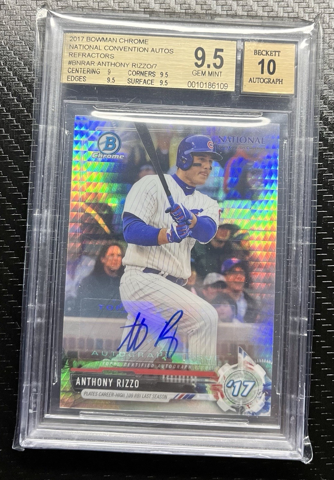 2017 Bowman Chrome Anthony Rizzo National Convention Autos Refractor /7 BNR-AR