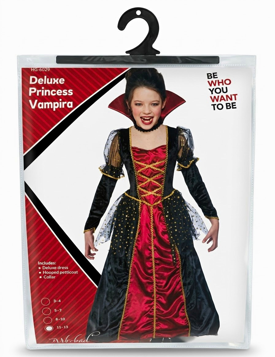 Disfraz de Princesa Vampira de Lujo para Niñas Wicked Costumes XL Rojo 11-13 años