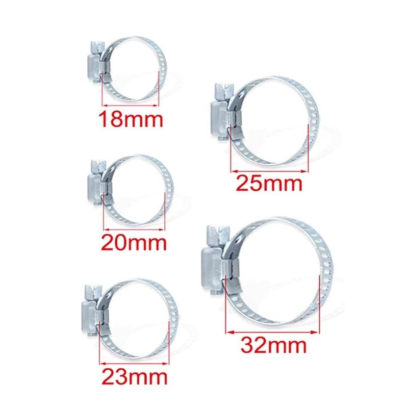 10 Pezzi Fascette Stringitubo Regolabili 18-32mm Acciaio Inossidabile 5 Misure - Immagine 2 di 3