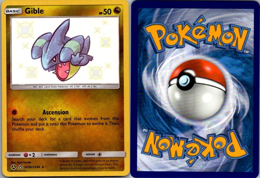 Gible SV38/SV94 Shiny Rare Hidden Fates Shiny Vault Pokemon Holo Near Mint