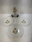 Milk Glass Vtg Mid Century Bowls Plates 4pc Golden Flowers Termocrisa C4