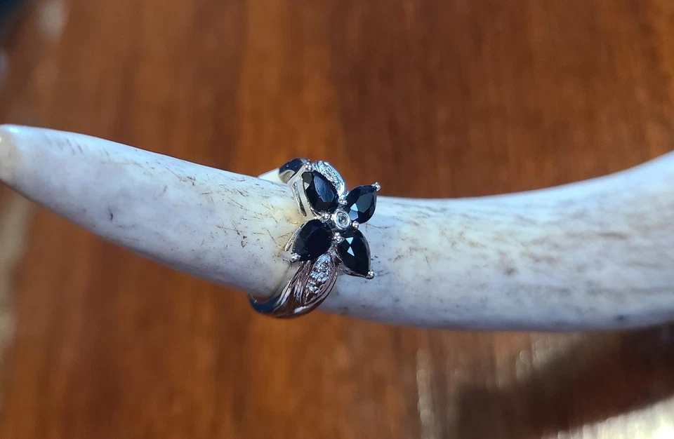 Hermoso zafiro y topacio de plata de ley para damas Foto 2 de 2