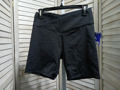 Joy Lab Womens Bike Shorts Size Medium Black Pull On Cross Waistband Stretch 