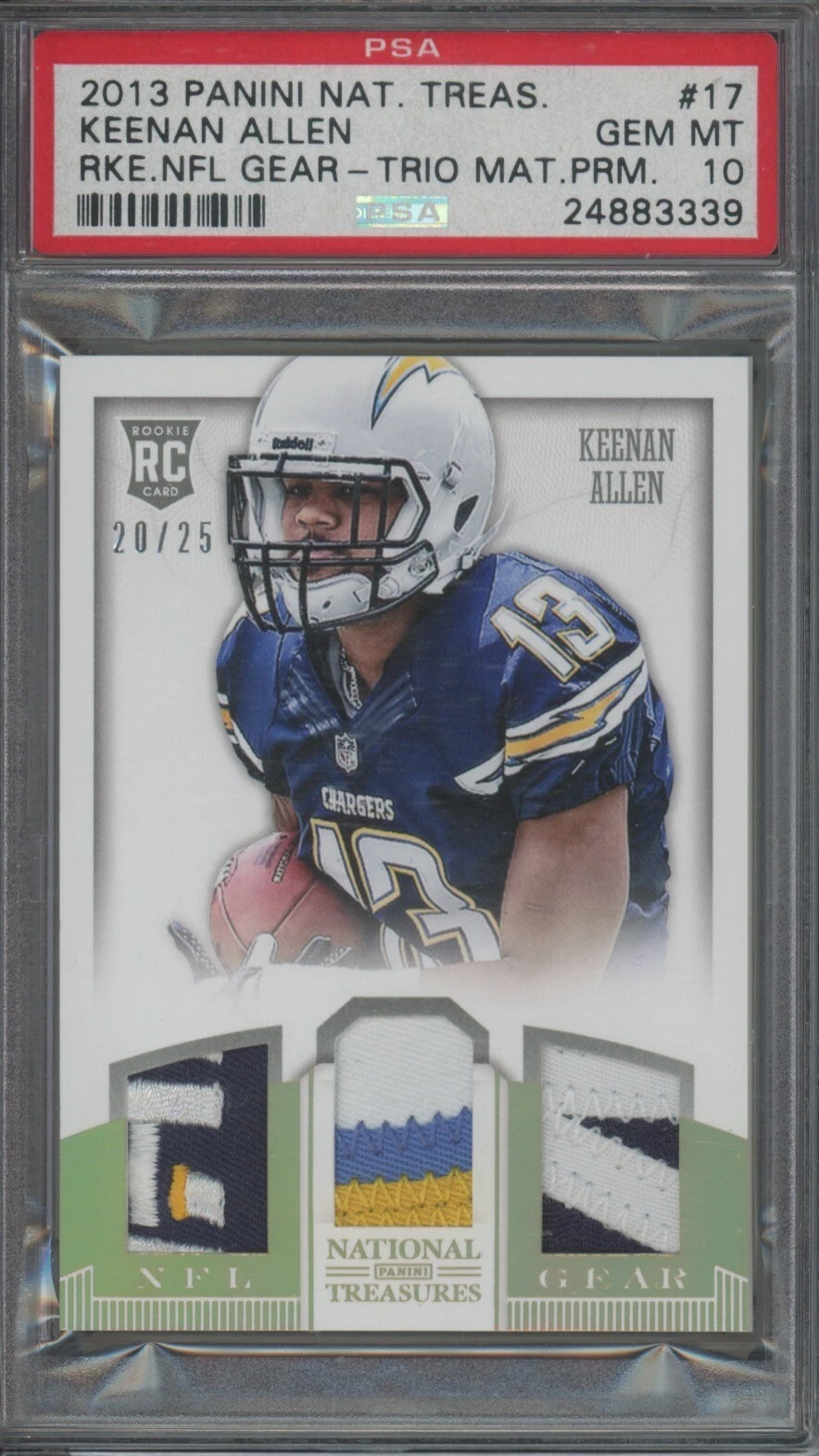Keenan Allen Panini National Treasures Rookie NFL Gear Trio Materials Signatures #17 Base