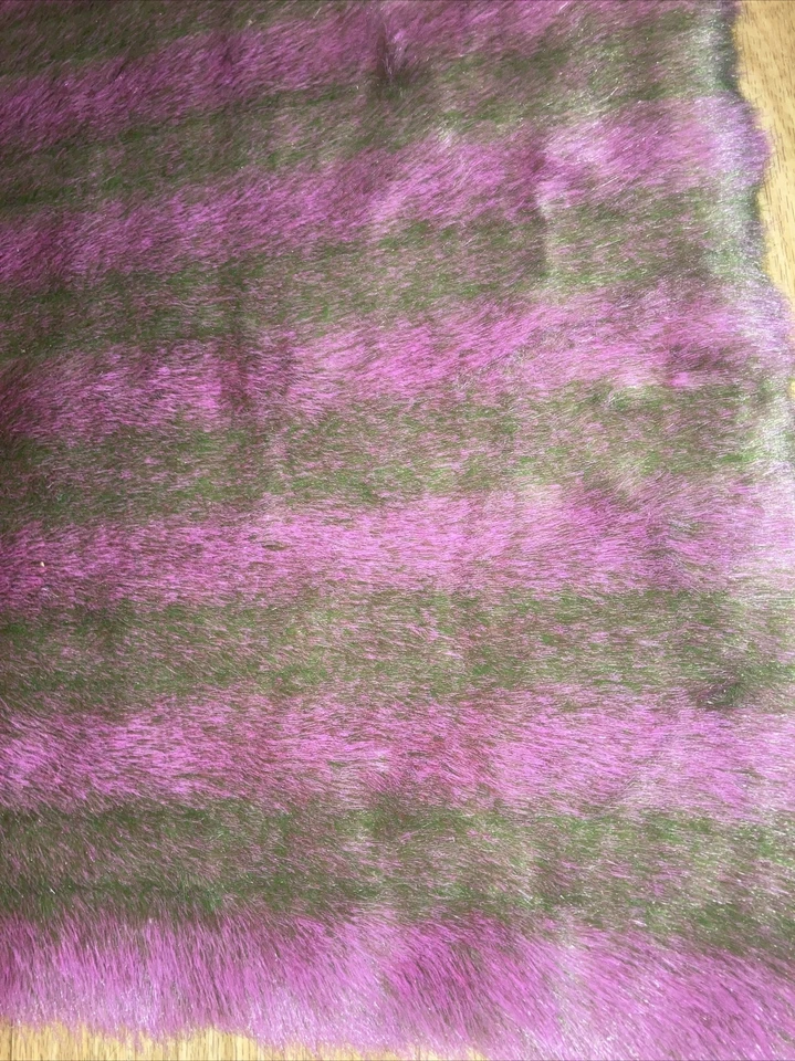 Cobertor retangular de pele listrada rosa e verde vintage 64 X 54 pol. - Imagem 2 de 4